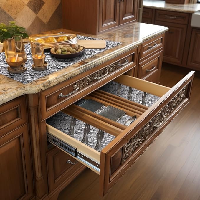 2 Rolls 12 x 120 Inch Shelf Liner for Kitchen Cabinets Non Adhesive Kitchen Drawer Liner, Waterproof Shelf Liner Durable Anti-Slip for Kitchen Cabinets Shelf Liner