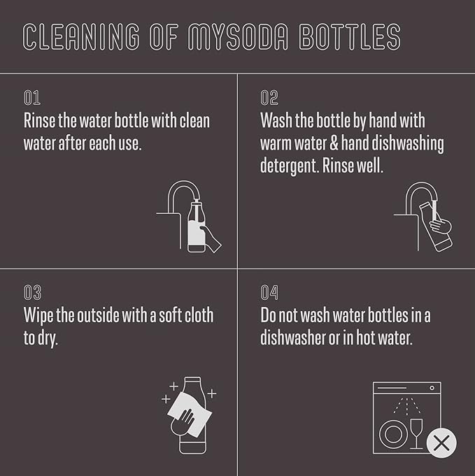 Mysoda Carbonating Bottles 2Pck 0.5L - Compatible with MySoda and any brands - Quick-Lock Reusable Bottles - Lid and Base Made of Wood Composite - BPA Free - Black