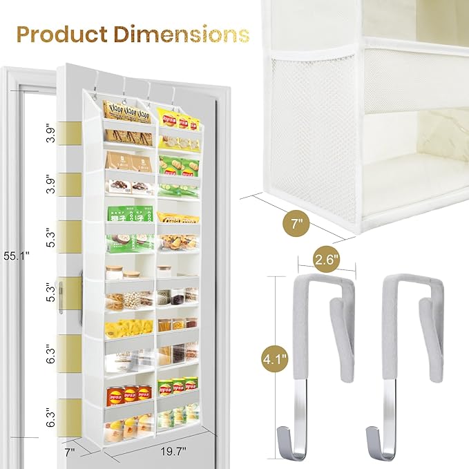 HOMELUX THEORY Heavy Duty Over the Door Organizer - Extra Wide Closet Organizers And Storage, Hanging Storage Door for Bedroom & Baby Nursery, 1PC Dark Gray