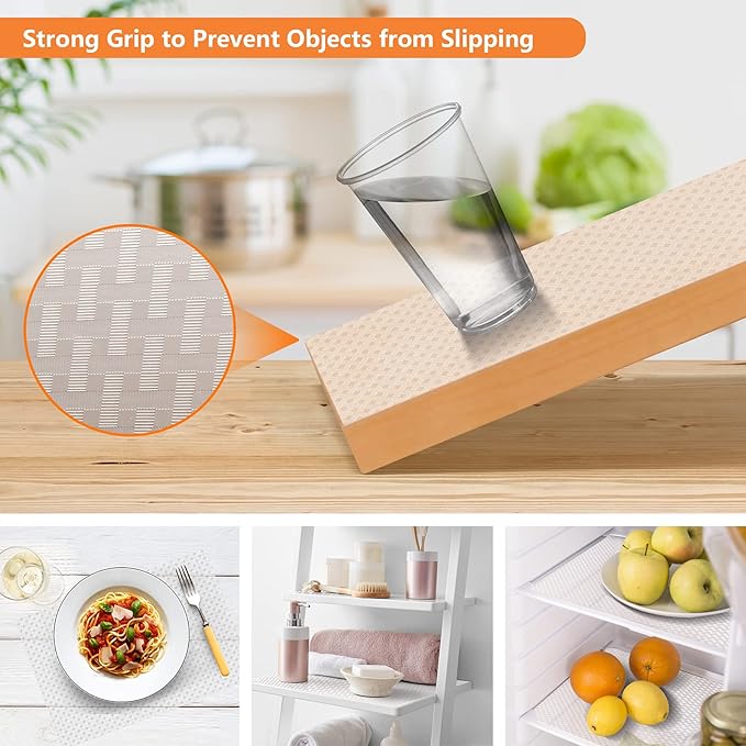 Shelf Liners for Kitchen Cabinets Refrigerator Liners Waterproof Kitchen Cupboard Liner Durable Plastic Drawer Mats EVA Material Non Adhesive Fridge Mats for Shelves - Clear 17.5 x 157.4 Inches