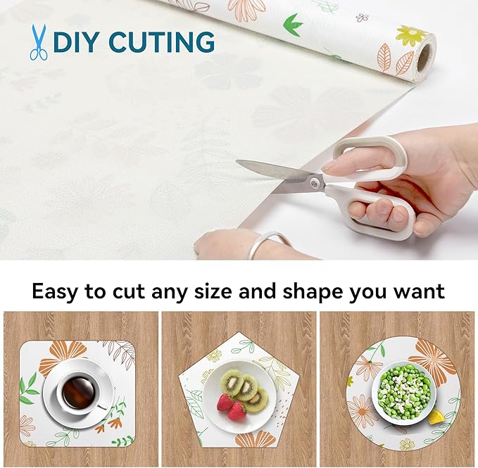 Shelf Liner 18" W x 96" L Cabinet Liners Non Adhesive, Drawer Liners Non Slip Kitchen Mat Waterproof Oil-Proof for Kitchen Cabinet, Shelves, Refrigerator, Storage, Easy to Trim