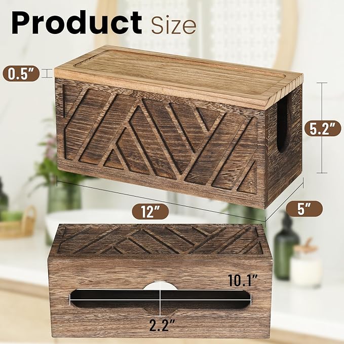 Paper Towel Dispenser Wall Mount, Paper Towel Holder Wall Mounted with Lid, Solid Wood Commercial C-Fold, Z-Fold, Trifold Hand Paper Towel Holder(Dark Brown)