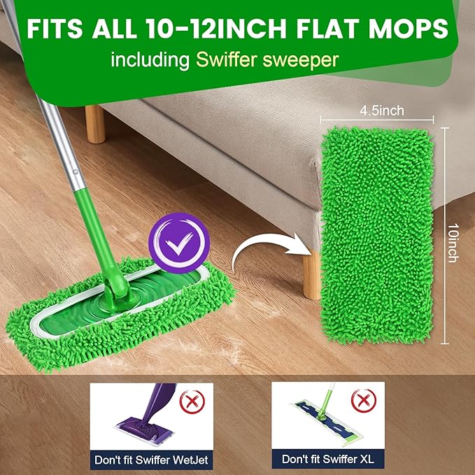15Pcs Reusable Microfiber Mop Pads Compatible with Sweeper Mop, Replacement Wet Mopping pad Refills & Washable Dry Sweeping Cloths for Surface/Hardwood Floor Cleaning