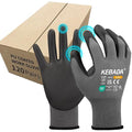 Kebada Safety Work Gloves,120 Pairs Bulk Pack, Touchscreen, PU Coated, Ideal for Warehouse, Construction, Gardening and Mechanics, Grey, Medium