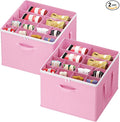 Lifewit Shoe Storage Organizer for Closet Fits 12-16 Pairs, Fabric Large Shoe Box Storage Containers with Clear Cover, Foldable Bins Fit for Boots Heels Sneakers 17"(L) x 17"(W) x 12.5"(H) 2 Pack Pink