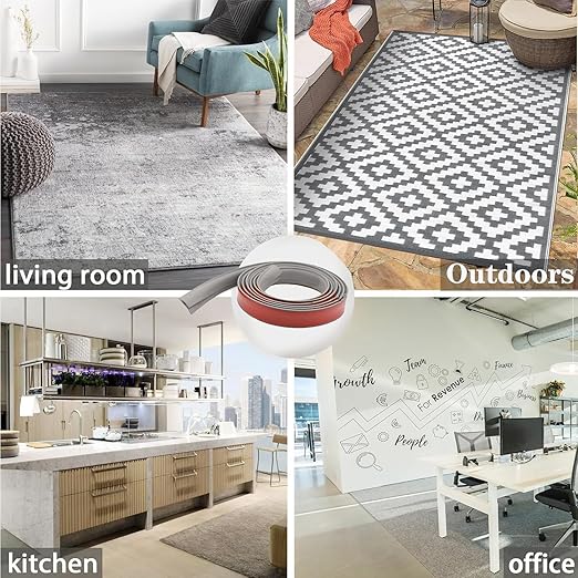 Self Adhesive Carpet Transition Strip with Edge Trim, Designed for Seamless Transitions from Carpet to Tile or Vinyl Floors, Perfect for Doorways.(Gray,36ft)