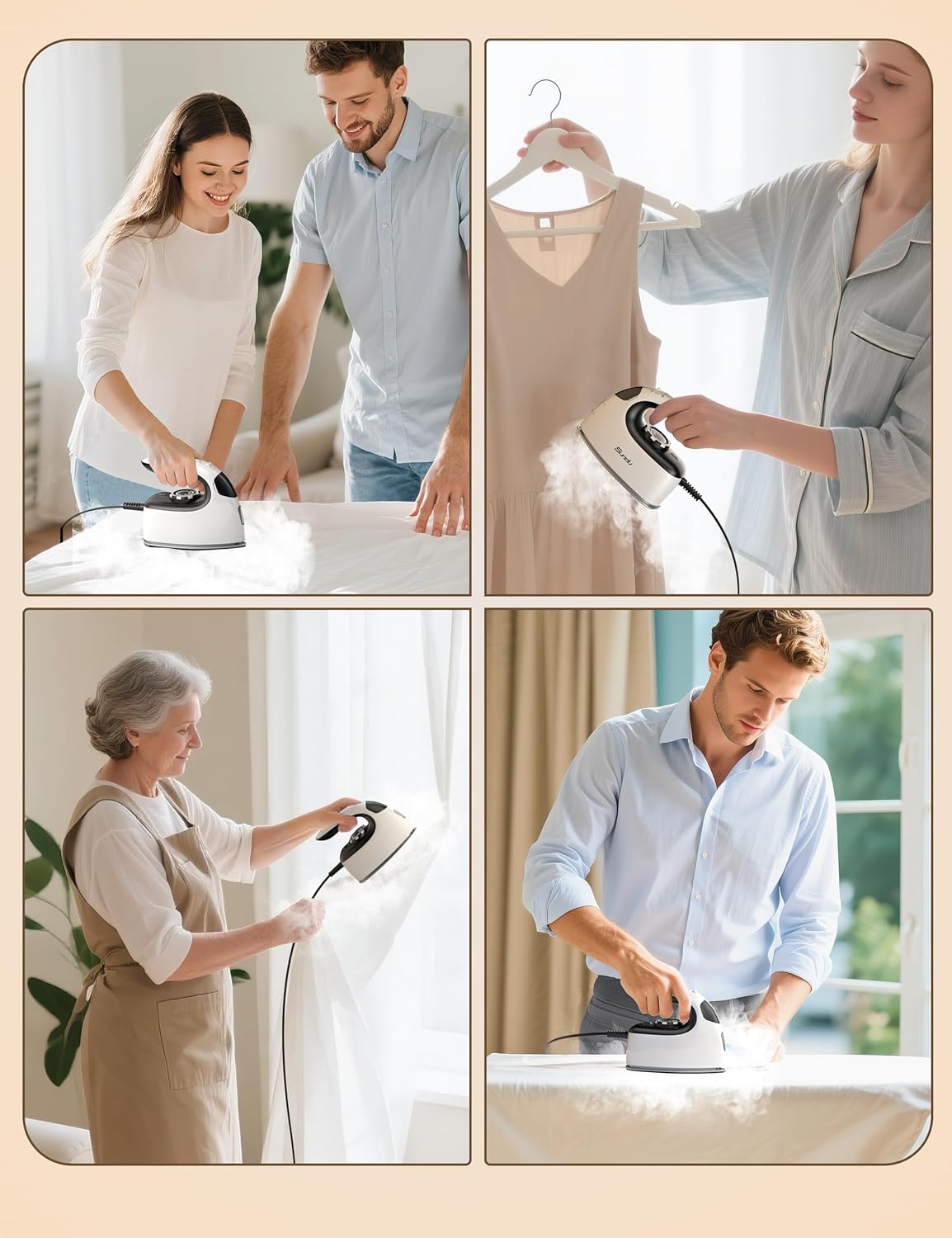 Sundu Mini Steam Iron, Mini Travel Steam Iron, Small Portable Clothes Mini Iron with Rotary Temperature Control, Safety Base for Travel, Quilting & Sewing | Mini Iron for Sewing, White