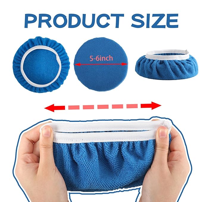 40 Pieces Polishing Bonnet Pads,Car Polisher Pad Bonnet 5-6 Inch, Car Buffer Bonnets Microfiber Bonnet Waxers Bonnet Set,Mix Pack 24 Microfiber 8 Non Woven 8 Woolen for Car Polisher