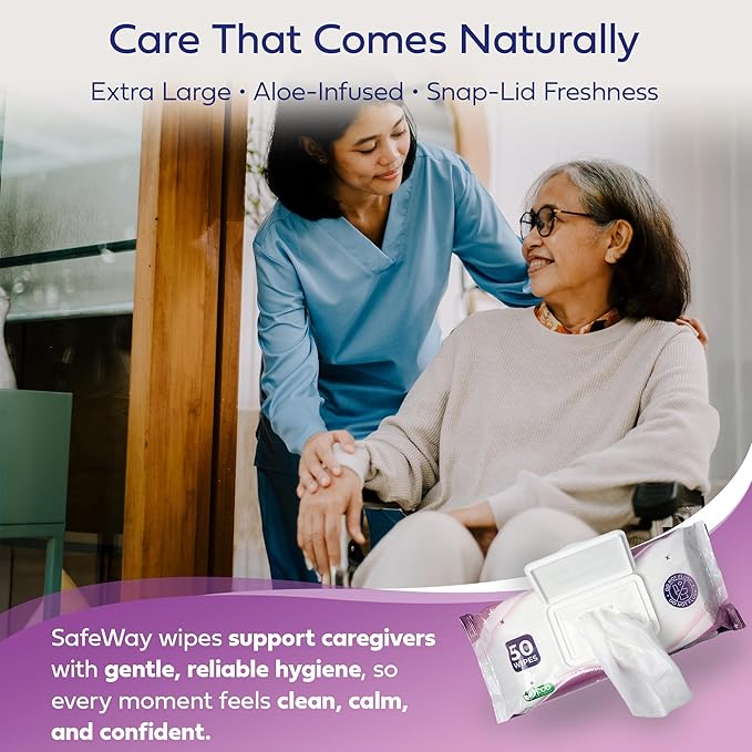 SAFEWAY Adult Wipes Disposable — Multi-Purpose Wipes, Alcohol-Free, Preferred by Caregivers for Seniors & Incontinence Solution, Aloe-Infused, Gentle for Delicate Skin — Extra Large, 12 Pack 600 pcs.