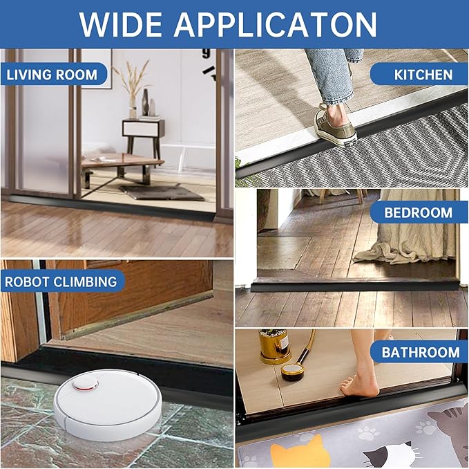 Vinyl Door Threshold Flooring Transition Strip Self Adhesive Carpet Edging Strip for Laminate Doorway Edge Threshold from 2/5" to 3/5" (Black, 3.3 Ft)