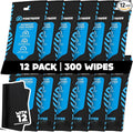 Fortress Car Interior Wipes with Microfiber Cloth (25 ct, Pack of 12) for Car Interior Cleaning, Dashboard, Seats, Detailing, and Steering Wheel [Travel Size] Skin-Safe Car Interior Cleaner Supplies