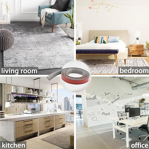 Self Adhesive Carpet Transition Strip with Edge Trim, Designed for Seamless Transitions from Carpet to Tile or Vinyl Floors, Perfect for Doorways.(Gray,82ft)