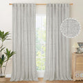 YoungsTex Light Grey Linen Curtains 95 Inches Long for Living Room, Floor Length Semi Sheer Drapes with Rod Pocket Back Tab Light Filtering Window Treatments for Bedroom, 52 X 95 Inch, 2 Panels