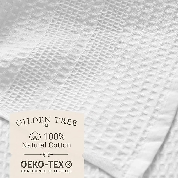 GILDEN TREE Waffle Hand Towels for Bathroom Quick Dry Towel Super Absorbent Thin 100% Cotton Hand Towels Lint Free, Hand Towels for Bathroom Set of 2, Classic Style (White)