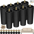 TURSTIN 8 Pack 6 Inch Plastic Furniture Legs with M8 T-Nuts Screws Tapered Sofa Couch and Chair Legs Replacement Furniture Legs for DIY Projects Sofas Coffee Tables Dressers Beds