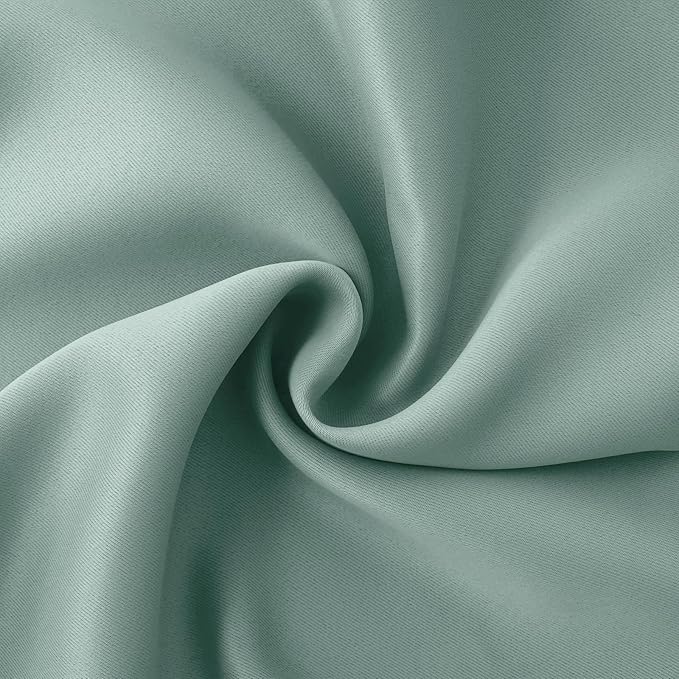 BGment Sage Green Blackout Curtains 45 Inches Long for Kitchen Window - Small Thermal Insulated Drapes with Rod Pocket Room Darkening for Cafe Bathroom, 34 x 45 Inch, 2 Panels