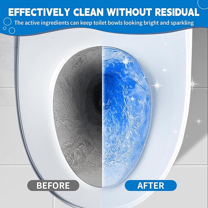 Toilet Bowl Cleaner Tablets, Automatic Toilet Tank Cleaner for Deodorizing & Descaling, Long-Lasting with Sustained Release Technology for Bathroom Cleaners, Blue, 20 Packs