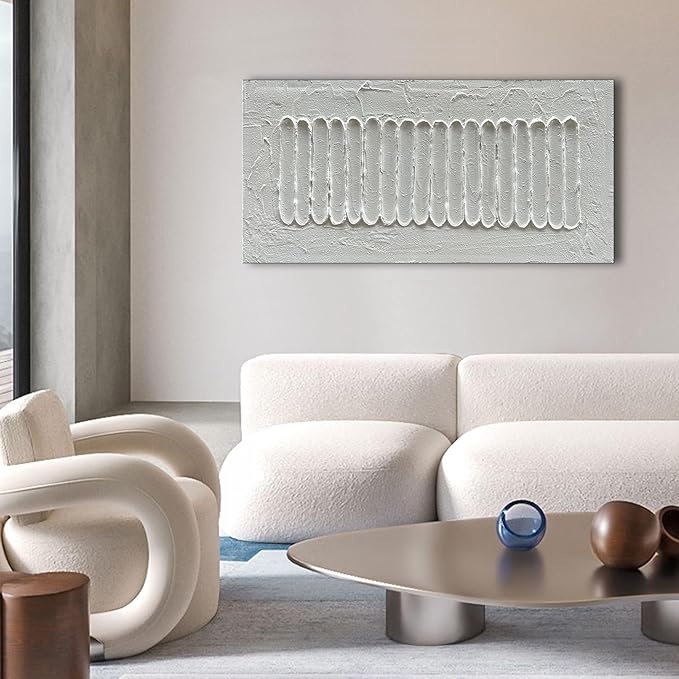 NANKAI Art 24x48 Inchs White Minimalist Art Oil Painting Hand Painted Thick Texture Abstract Painting Home Wall Decorative Art
