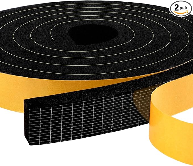 High Density Weather Stripping 3/4 in x 3/8 in, Weatherproof Foam Insulation Tape, Anti Collision Seal Strip Weatherstrips for Windows Storm Doors, 2 Rolls Total 13Ft