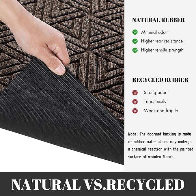 Yimobra Large Door Mat 47x24, All-Weather Waterproof Non-Slip Welcome Matt Outdoor, Heavy Duty Non Slip Doormat for Entryway for Patio and Garage Indoor, Easy Clean, Brown