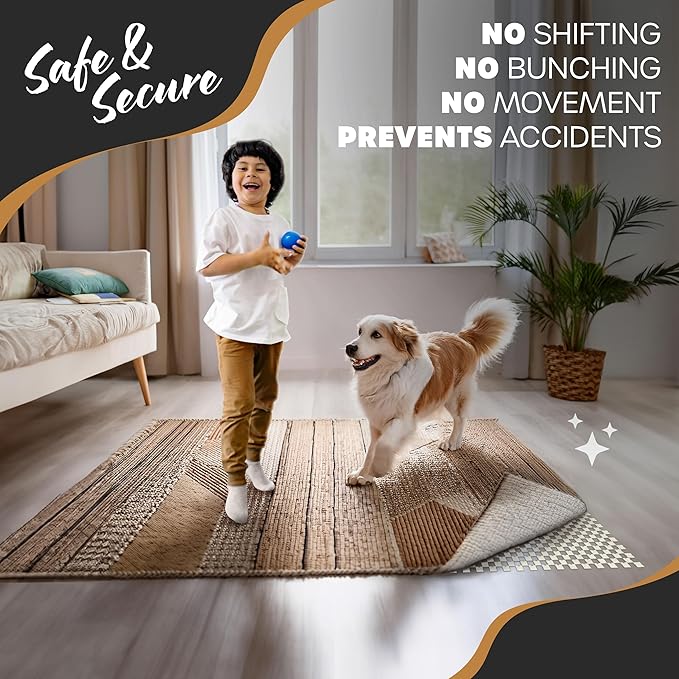 Nevlers 6'x9' White Under Rug Non Slip Pad | PVC Foam Non Slip Rug Pad & Carpet Pad | Customizable Open Weave Anti Slip Rug Grips Design| Anti Skid Rug Gripper for Hardwood Floors & Other Surfaces