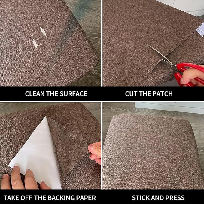 Fabric Repair Patches, 17X79 Inch Linen Repair Tape Self-Adhesive Fabric Patches Durable, DIY Large Linen Tape for Sofa, Couches, Furniture, Chair, Clothing （17X79 Inch, Beige）