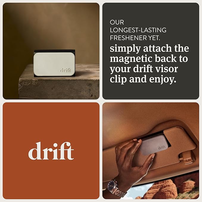 Drift Car Air Freshener - Stone Air Freshener Car Odor Eliminator - Long Lasting Scent - Auto Accessories - Metal Clip - Essential Oils - Clean Ingredients - Cabana Scent Starter Kit
