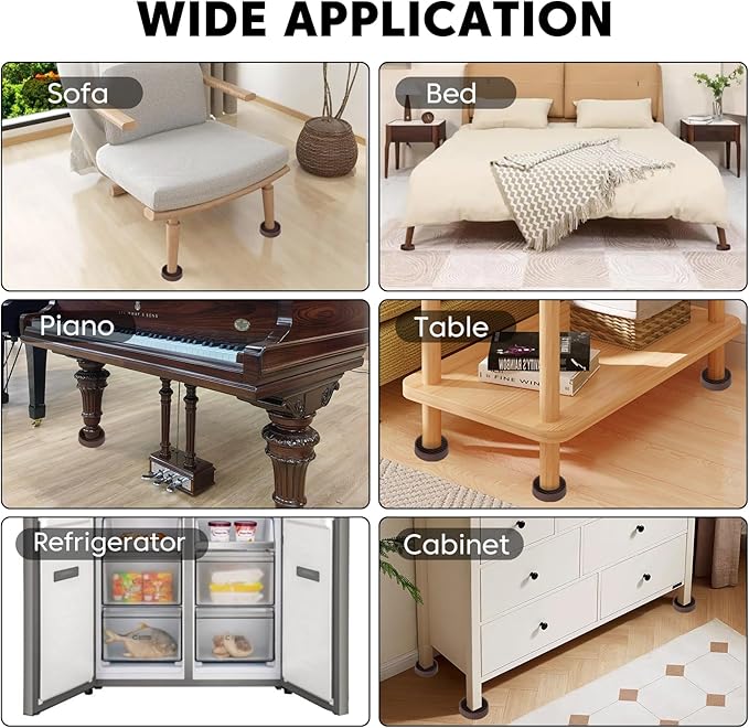 Rubber Furniture Pads Non Slips Furniture Casters Cup Chair Leg Floor Protectors for Bed Sofa Table and Chair Stopper (Pack of 8,Brown 1.5" x 1.5" Round)