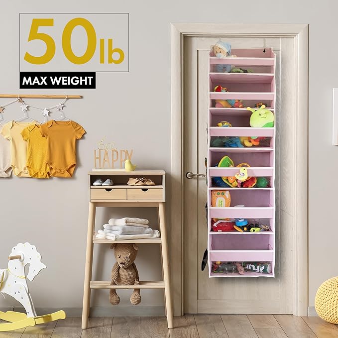 HOMELUX THEORY 2PC Heavy Duty Over the Door Organizer 55x14x6.7, 6 Large Front & 12 Mesh Pockets, Hanging Storage Closet Door Organizer for Bedroom, Bathroom and Baby Nursery Storage (Dark Gray)