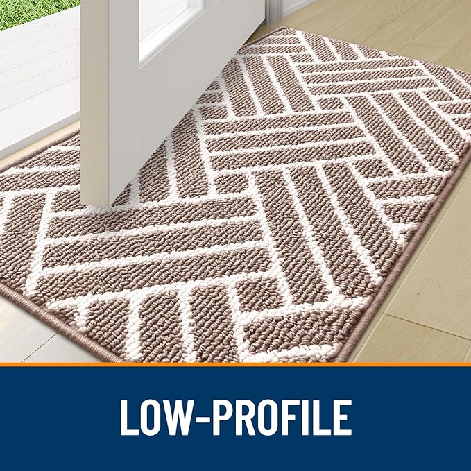 OLANLY Indoor Door Mat, 36x24 Inch, Dirt Resistant and Absorbent, Non-Slip Rubber Backing Floor Mats, Easy Clean Low-Profile Doormat for Entryway, Front Door, and Inside Entrance, Brown