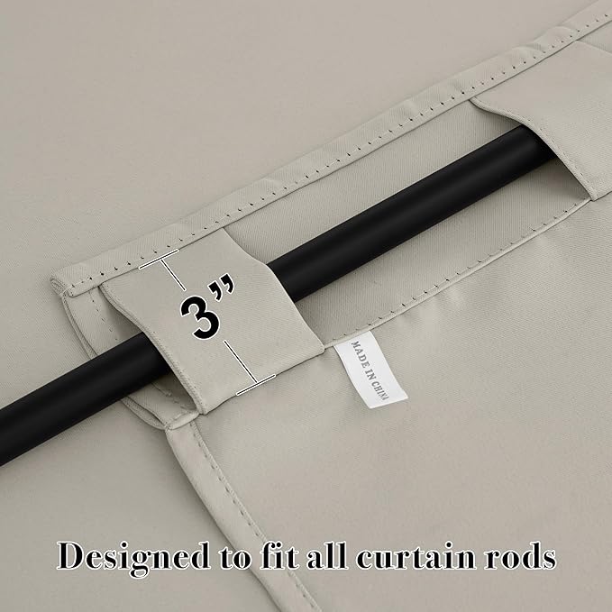 RYB HOME Blackout Curtains for Bedroom, Window Shades Thermal Insulating Privacy Drapes for Living Room Classroom Kitchen Bathroom Dining, Wide 42 x Long 45 inch, Natural 2 Panels