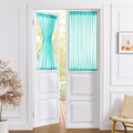 Tollpiz Small Sheer Door Curtain Closet Linen Textured Curtain Sheers Doorway Light Filtering Voile French Door Rod Pocket Curtains Patio Door, 25 x 40 inches Long, Aqua Blue, Set of 1 Panel