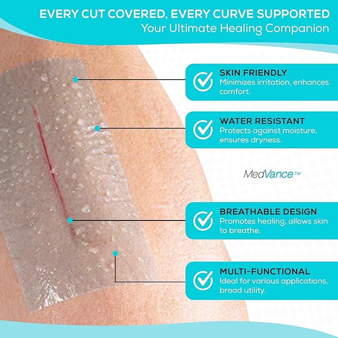 Medvance Cuttable Soft Silicone Tape - Waterproof Breathable Tape for All Skin Types - Easy Apply Non Stick Tape for Wounds - Adhesive Silicone Bandages for Blisters (3 Pack, 4.5 Feet Rolls)