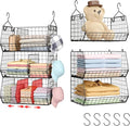 3 Tier Closet Hanging Shelves with Divider, Extra Large Closet Organizers and Storage, Clothes Hanging Organizer Clothing Sweaters Handbags Clutches Accessories