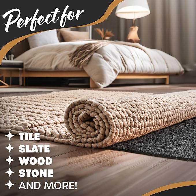 Nevlers 6x9 Rug Pad Non Slip – 1/4" Thick Felt TPO Dual-Layer Grip Mat | Anti Skid Rug Gripper for Hardwood Floors & More, Customizable Carpet Pad for Floor Protection, Floor Padding for Added Comfort