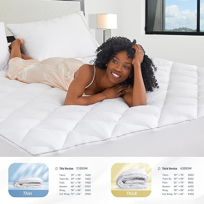 Sunflower Quilted California King Mattress Protector, Mattress Pad Cal King, Cotton Calking Mattress Cover Waterproof, 18-22" Extra Deep Pocket Thin Version, Hypoallergenic Soft Durable