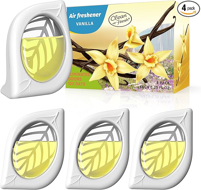 Air Freshener for Home, 4 Pack, Vanilla, Odor Eliminator for Small Area Closets Bathroom Pets Strong Odor, Up to 120 Days