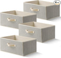 Storage Baskets, 15.7-Inch Woven Fabric Bins, Storage Cubes with Reinforced Handles, Organizer Bins for Closet Shelves, Foldable, for Toys, Clothes, Natural Beige (4PCS/Beige-15.7*11*7.8inch)
