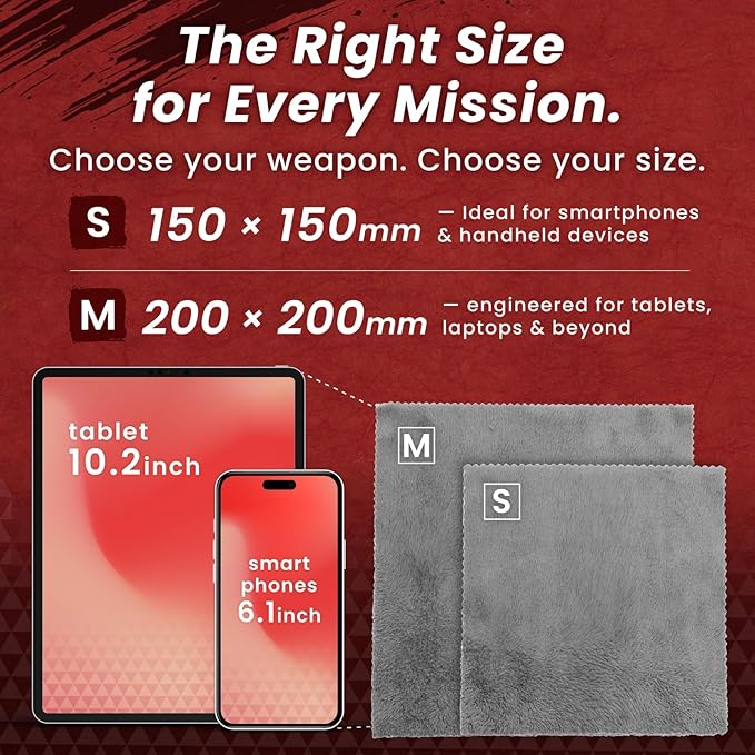 BELLEMOND「Samurai Cloth」Japanese Microfiber Cleaning Cloth | Washable, Reusable, Lint Free Cloth for Phones, Laptops, Lenses, Screens & Electronics | Made in Japan | Small | 2 Pack