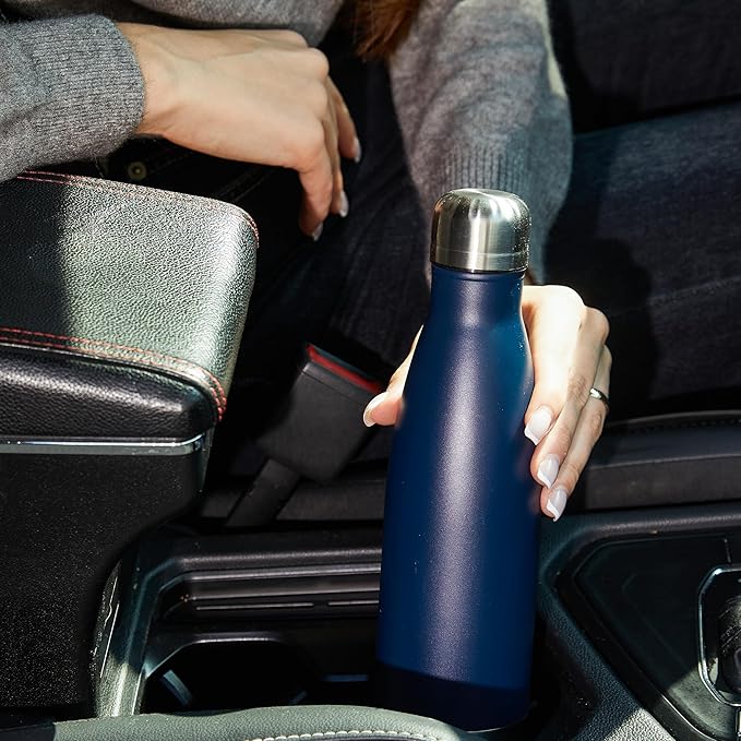 MEWAY 17oz Sport Water Bottle Vacuum Insulated Stainless Steel Leak-Proof Double Wall Cola Shape Water Bottle,Keep Drinks Hot & Cold(Navy,1 Pack)