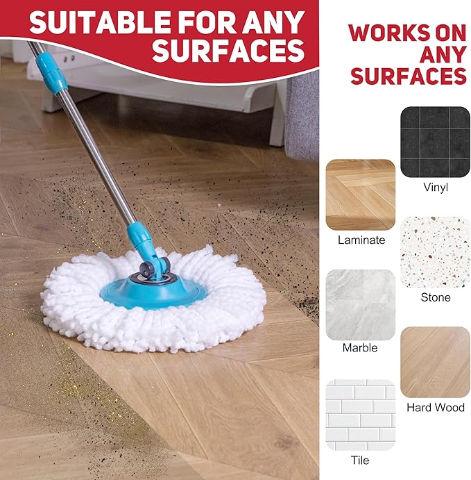 YWSHF Spin Mop Head Replacement Compatible with Hurrican, Mopnado, Cassabel 360 Spin Magic Mopping,Microfiber Spin Mop Refill Heads for Universal Round Shape Standard Size 5 Pack