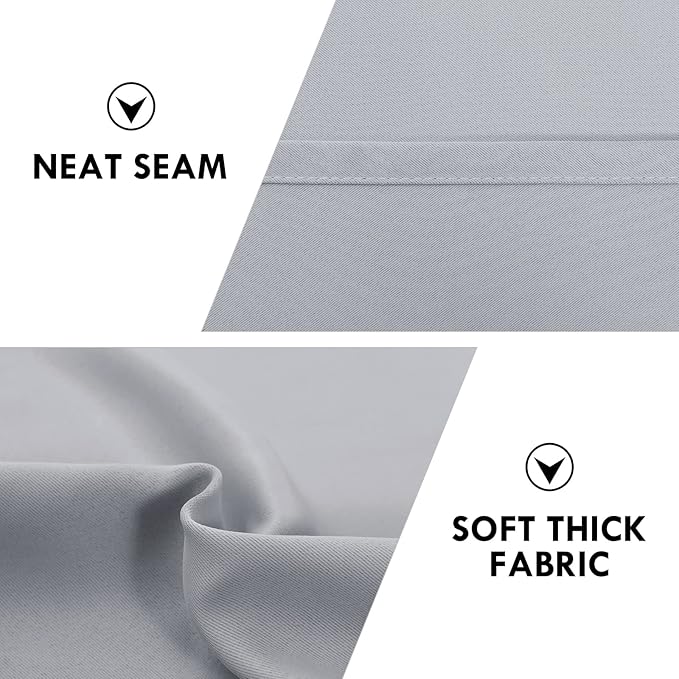 DWCN Blackout Curtains Room Darkening Thermal Insulated Bedroom Curtains Window Curtain Panels, 42 x 84 inches Long, Set of 2 Silver Grey Rod Pocket Drapes