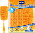KEEPOW, 6-Pack Microfiber Reusable Refills Compitable with Hand Duster, 360 Degree Dry Microfiber for Cleaning Duster Heavy Duty Refills