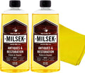 Milsek Antiques & Restoration Polish 2-Pack with Towel 12 oz | Two bottles of wood polish with microfiber towel for cleaning, restoring, and maintaining antique wood surfaces.