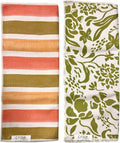 2 Double Sided Microfiber Hand Towels, 17x27 Inches Waffle Design Kitchen Towels Set, Durable & Soft Fast Drying Hand Wash Cloth and Dishcloth for Everyday Use at Home (Pat & Tricky- Green/Cream)