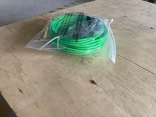 M6 Turnbuckles for Cables Wire, 3/16" Green PVC Coated Wire Rope Kit, Multi-use Steel Cable for Grape Vines/Clothes Line Outdoors for T Post/String Light Hanging/Garden Wire