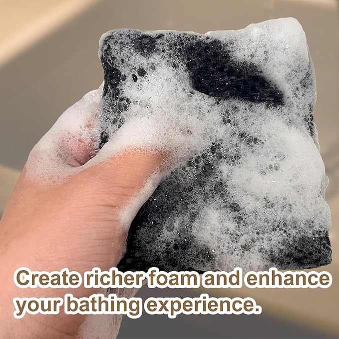 2 Pack Soap Bag Different Roughness Deep and Gentle,Bar Soap Pouch Saver Pocket,Body Scrubber Shower Sponge Loofah,Exfoliating Bath Sponge (Black)
