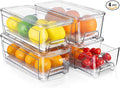 4 Pack Fridge Organizer Drawers, Stackable Pantry Organizers and Storage, Clear Pull-Out Refrigerator Organizer for Fruit, Vegetable Storage and Keep Fresh