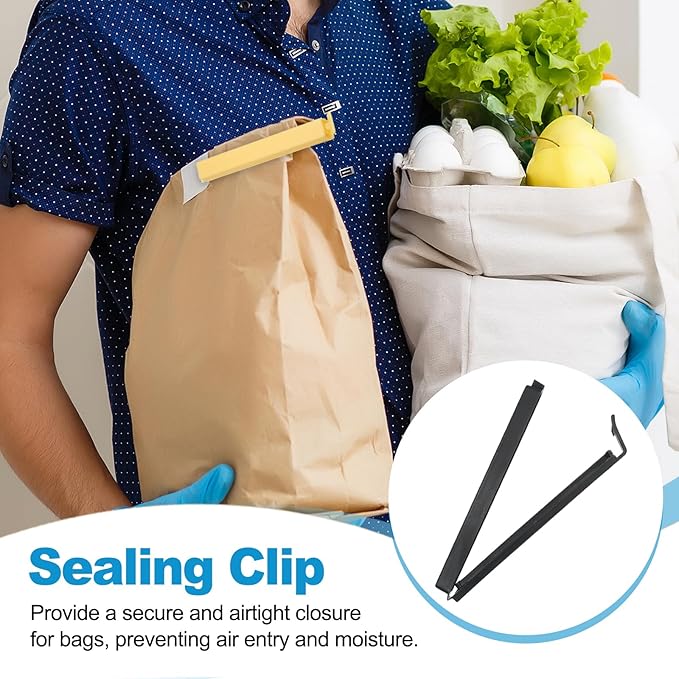 PATIKIL Sealing Clips 4.3 Inch, 10 Pack Reusable Plastic Bag Clip Clamp Sealer for Food Storage Snack Bag Home Kitchen, Black