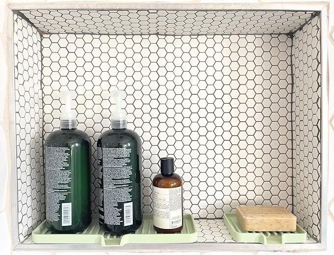 Happitasa Silicone Soap Dish Tray and Sponge Holder with Drain Chute, Pack of 2 | Bathroom and Kitchen Sink Organizer Caddy (Dark Chocolate, 5.2"x4", 7.2 Ounces)